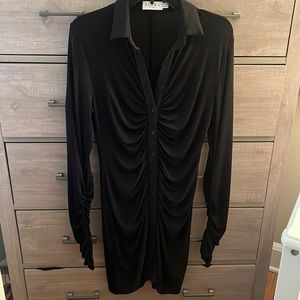 Ruched button up mini dress